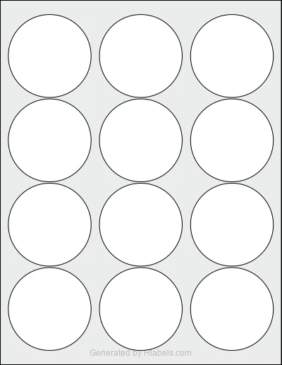 Avery® 5294 Template Avery® 5294 template with 12 circle labels per sheet, each 2.5 inch in diameter, on Letter-size adhesive blank label sheets.