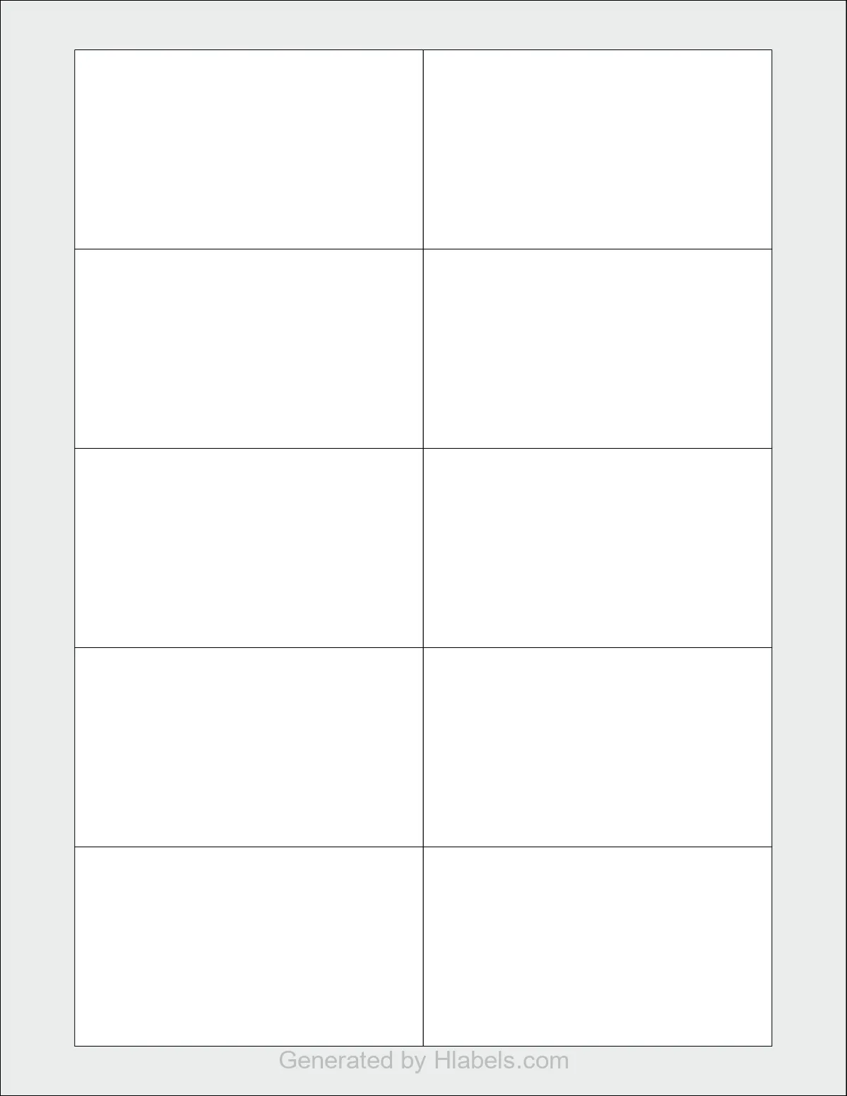 Avery® 5371 template with 10 rectangular 3.5 x 2 inch labels per sheet, on Letter-size adhesive blank label sheets.