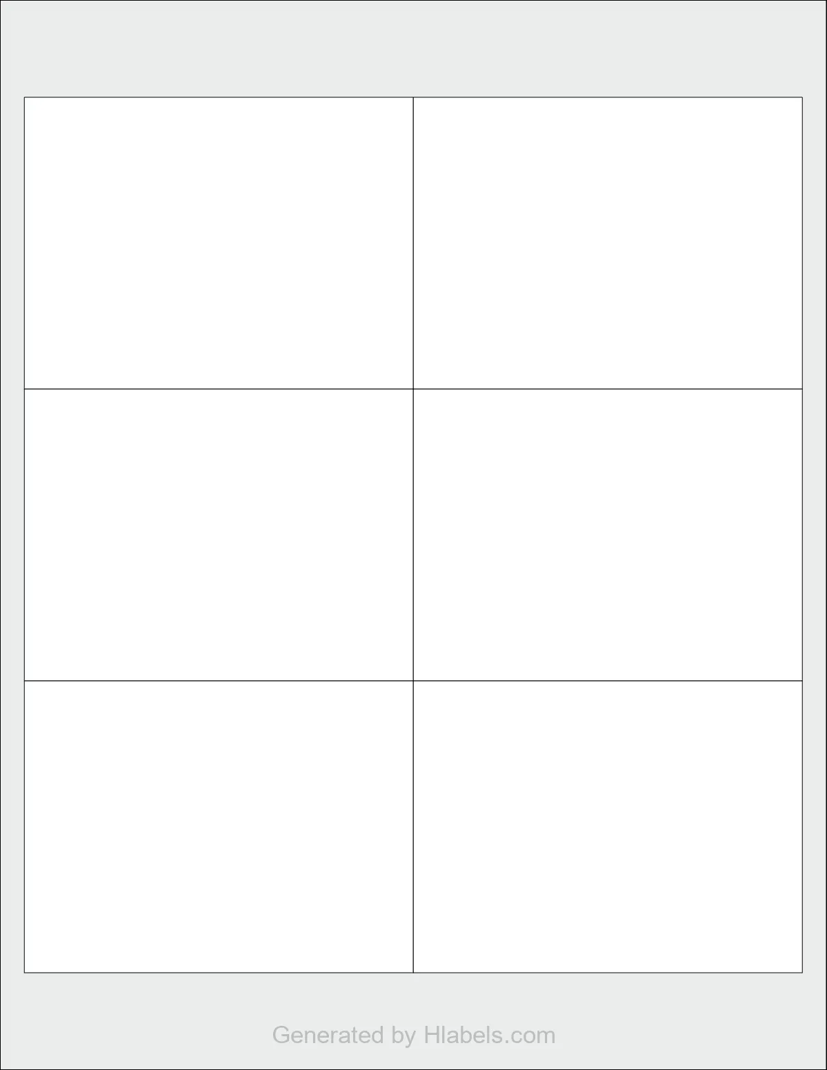 Avery® 5384 template with 6 rectangular 4 x 3 inch labels per sheet, on Letter-size adhesive blank label sheets.