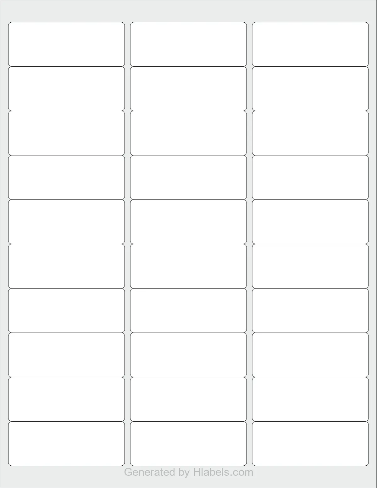Avery® 6240 template with 30 rectangular 2.625 x 1 inch labels per sheet, on Letter-size adhesive blank label sheets.