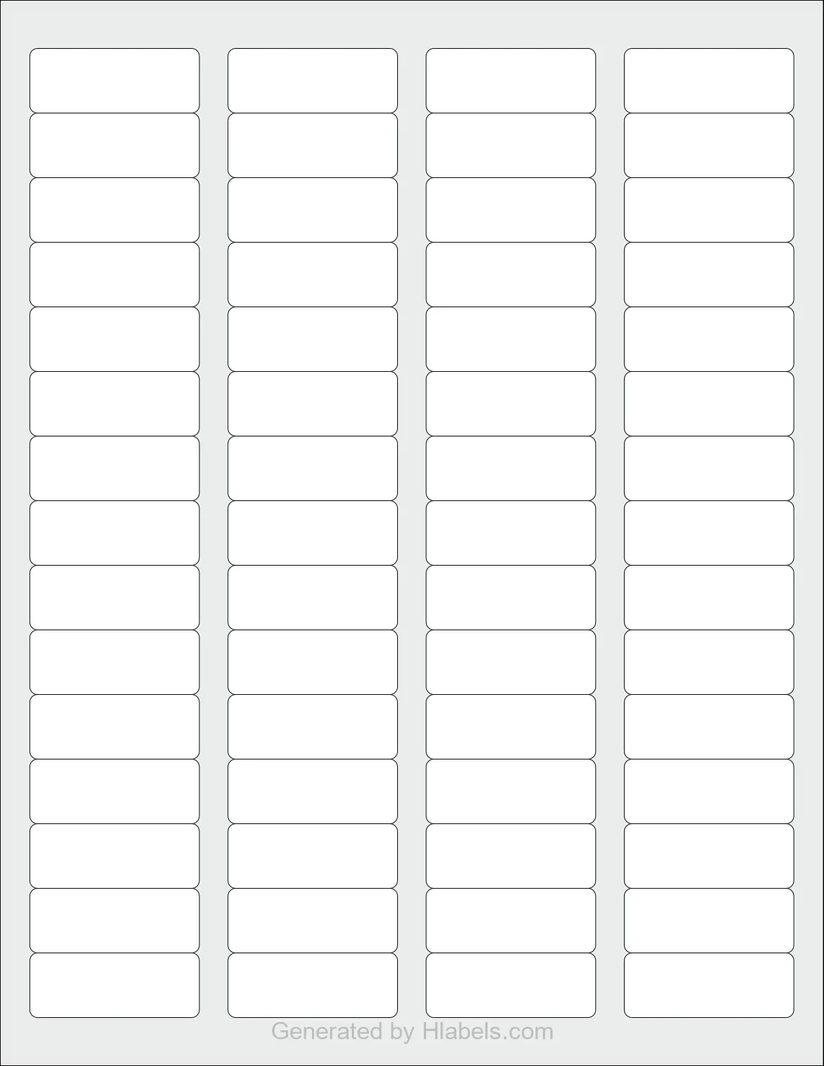 Avery® 6430 template with 60 rectangular 1.75 x 0.6666 inch labels per sheet, on Letter-size adhesive blank label sheets.
