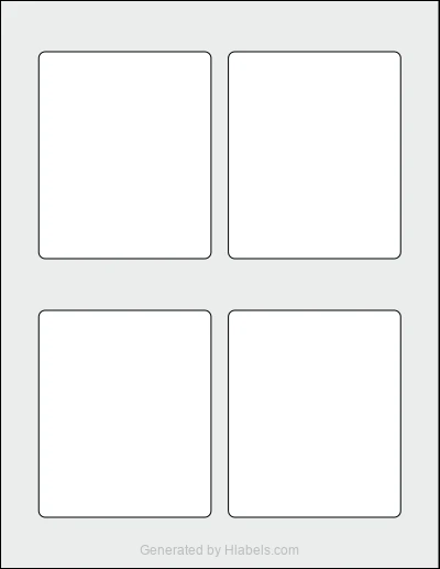 Avery® 64505 template with 4 rectangular 3.333 x 4 inch labels per sheet, on Letter-size adhesive blank label sheets.