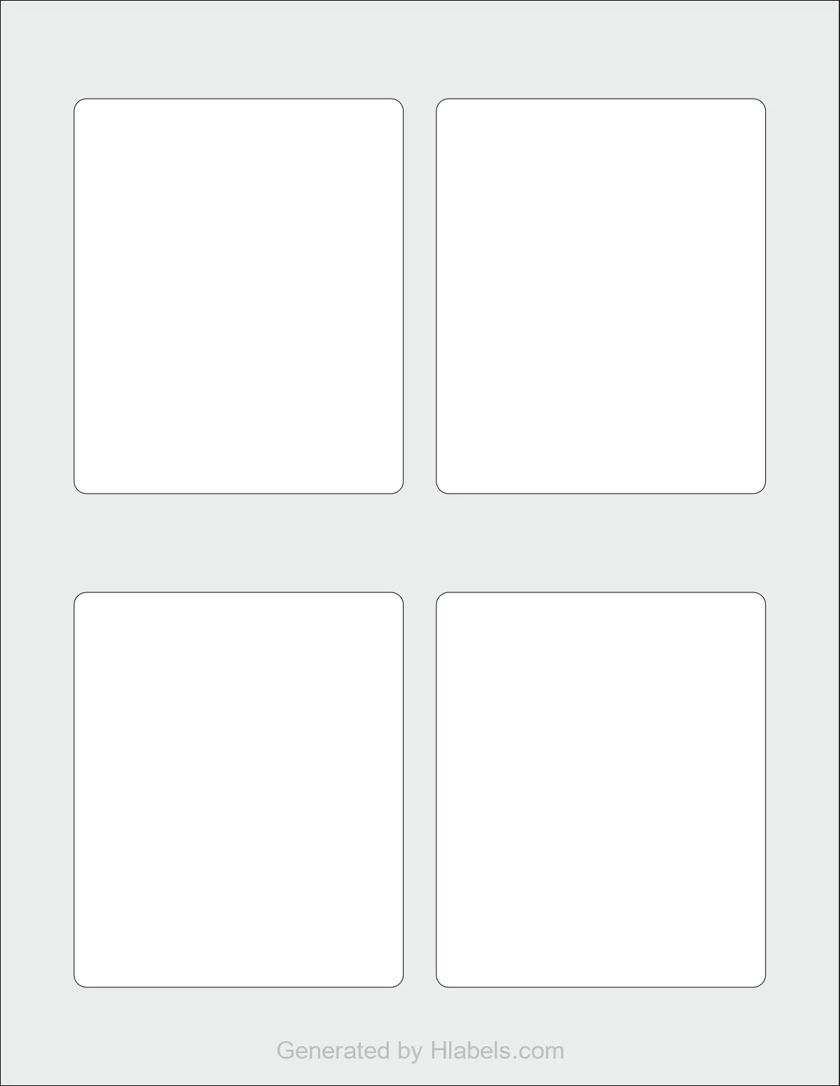 Avery® 64505 template with 4 rectangular 3.333 x 4 inch labels per sheet, on Letter-size adhesive blank label sheets.