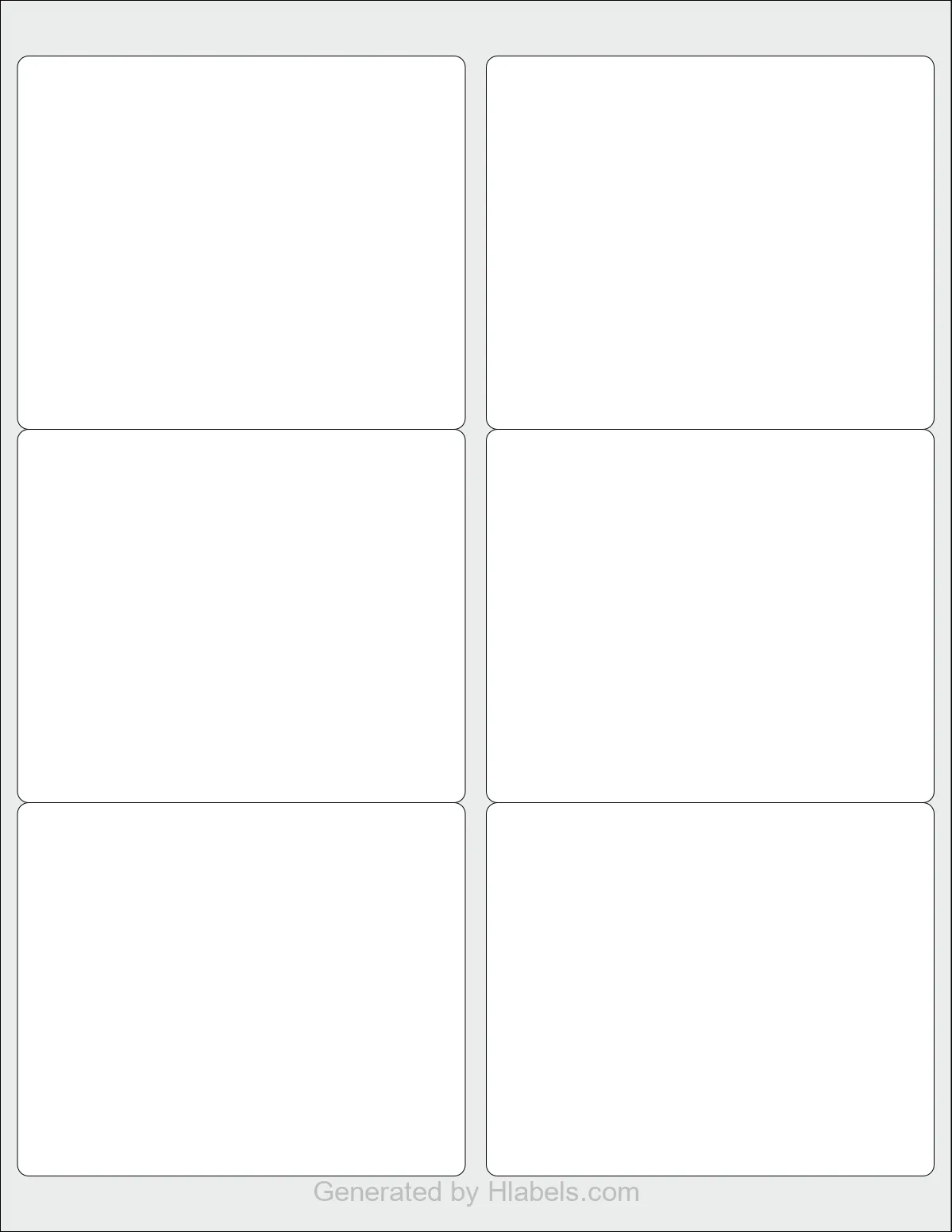 Avery® 6464 template with 6 rectangular 4 x 3.3333 inch labels per sheet, on Letter-size adhesive blank label sheets.