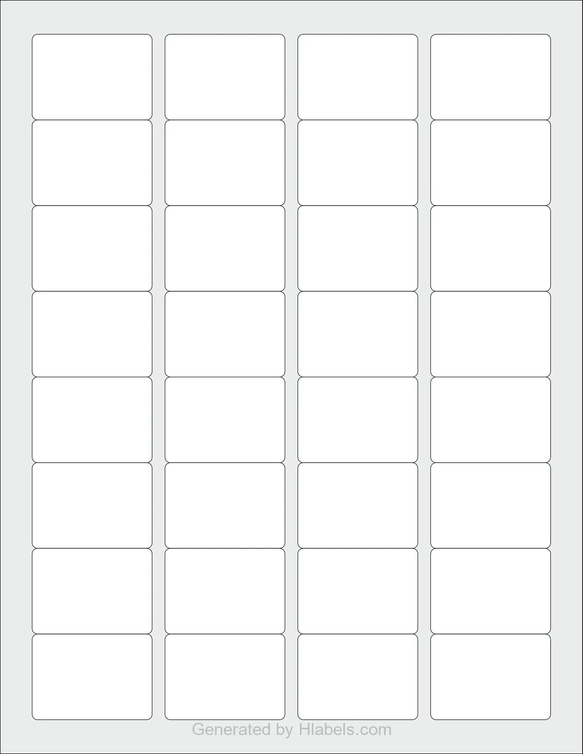 Avery® 6791 template with 32 rectangular 1.75 x 1.25 inch labels per sheet, on Letter-size adhesive blank label sheets.