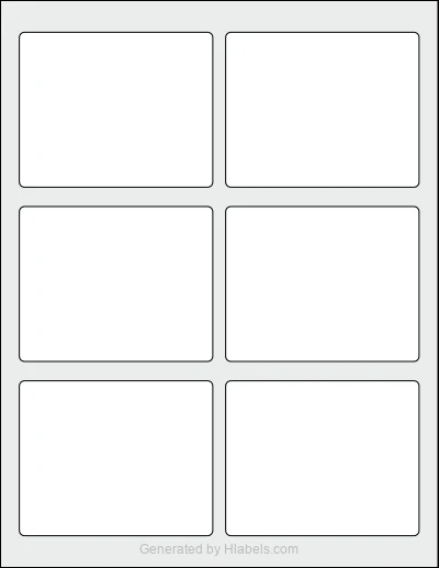 Avery® 6874 template with 6 rectangular 3.75 x 3 inch labels per sheet, on Letter-size adhesive blank label sheets.
