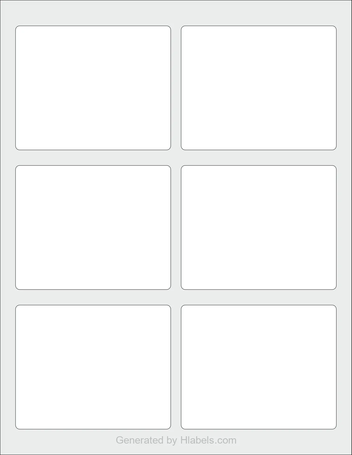 Avery® 6874 template with 6 rectangular 3.75 x 3 inch labels per sheet, on Letter-size adhesive blank label sheets.