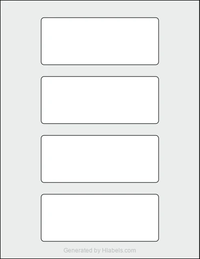 Avery® 70128 template with 4 rectangular 5 x 2 inch labels per sheet, on Letter-size adhesive blank label sheets.