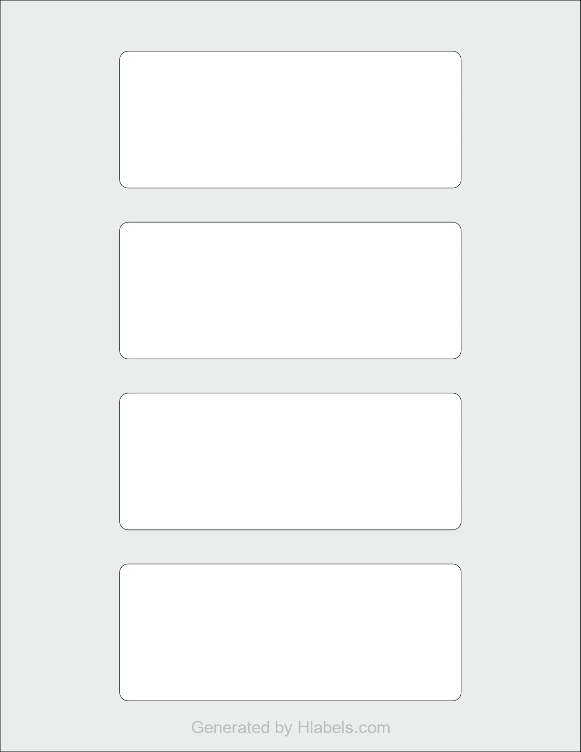 Avery® 70128 template with 4 rectangular 5 x 2 inch labels per sheet, on Letter-size adhesive blank label sheets.