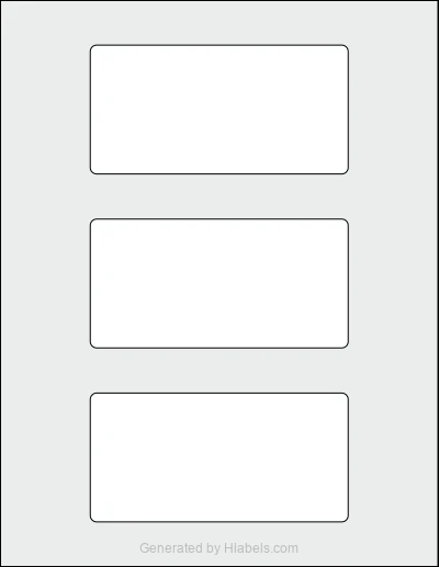 Avery® 70140 template with 3 rectangular 5 x 2.5 inch labels per sheet, on Letter-size adhesive blank label sheets.