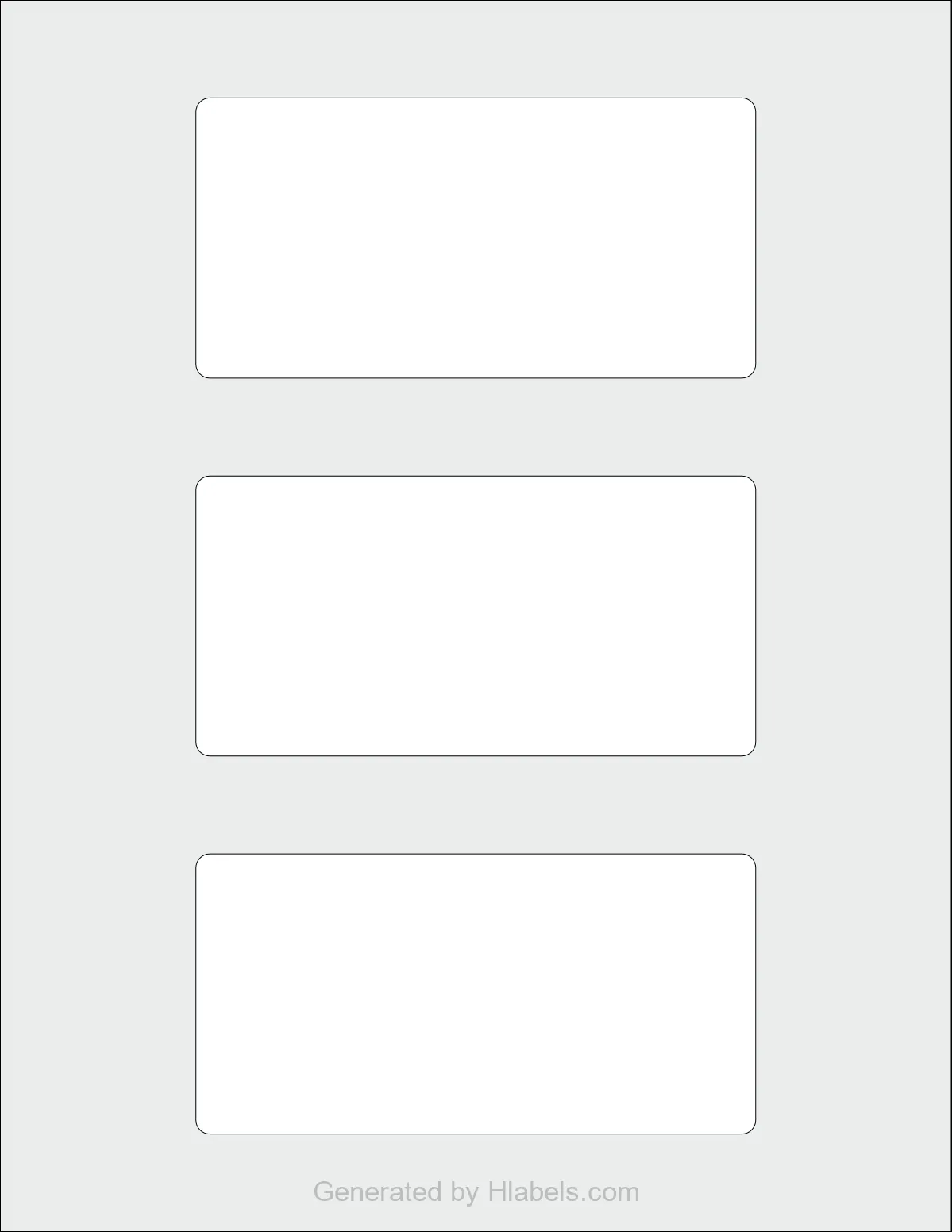 Avery® 70140 template with 3 rectangular 5 x 2.5 inch labels per sheet, on Letter-size adhesive blank label sheets.