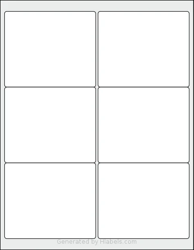 Avery® 7664 template with 6 rectangular 4 x 3.3333 inch labels per sheet, on Letter-size adhesive blank label sheets.