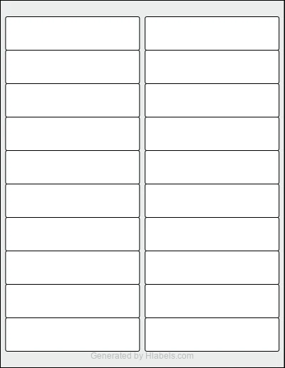 Avery® 8161 Template Avery® 8161 template with 20 rectangular 4 x 1 inch labels per sheet, on Letter-size adhesive blank label sheets.