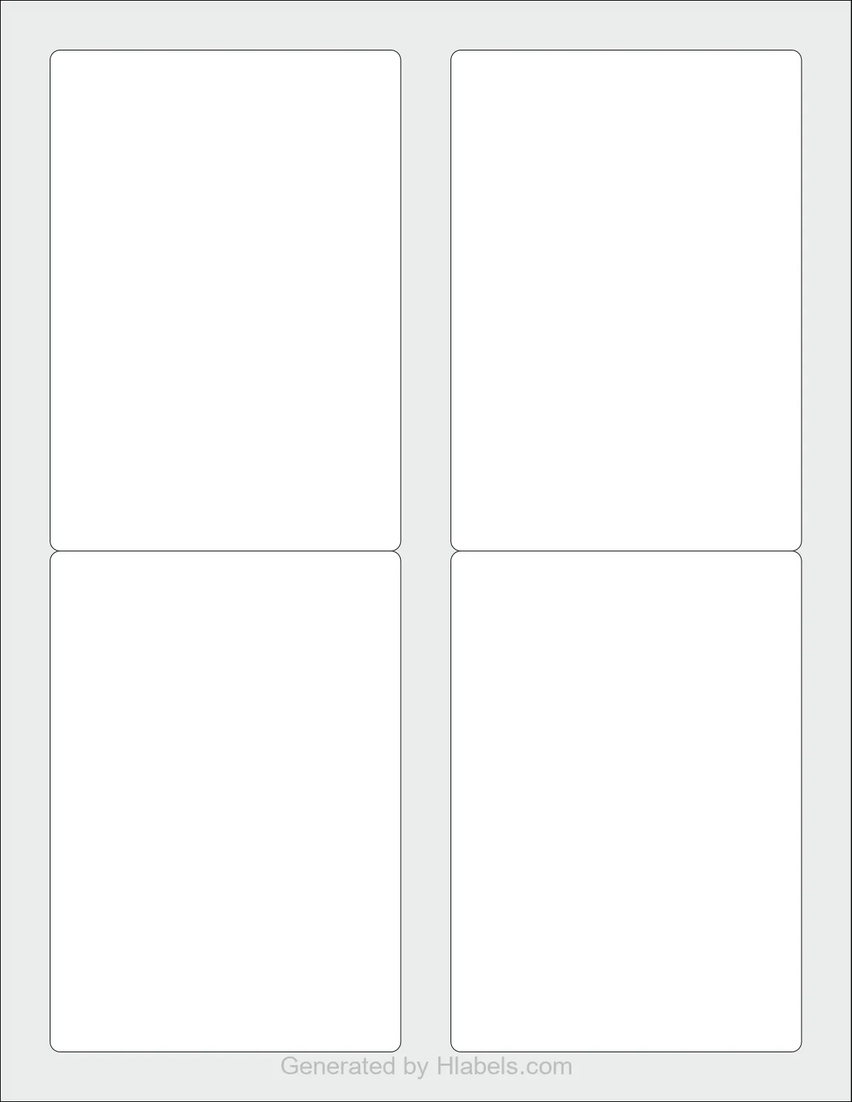 Avery® 8168 template with 4 rectangular 3.5 x 5 inch labels per sheet, on Letter-size adhesive blank label sheets.