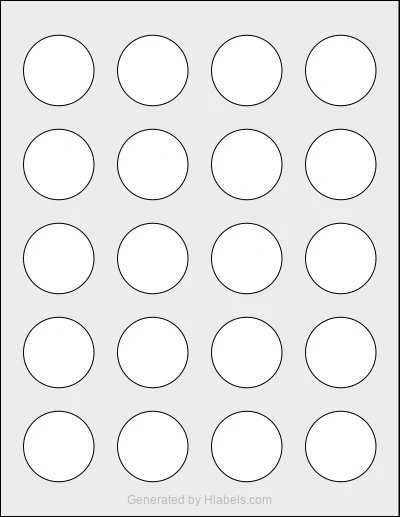 Avery® 8293 Template Avery® 8293 template with 20 circle labels per sheet, each 1.5 inch in diameter, on Letter-size adhesive blank label sheets.