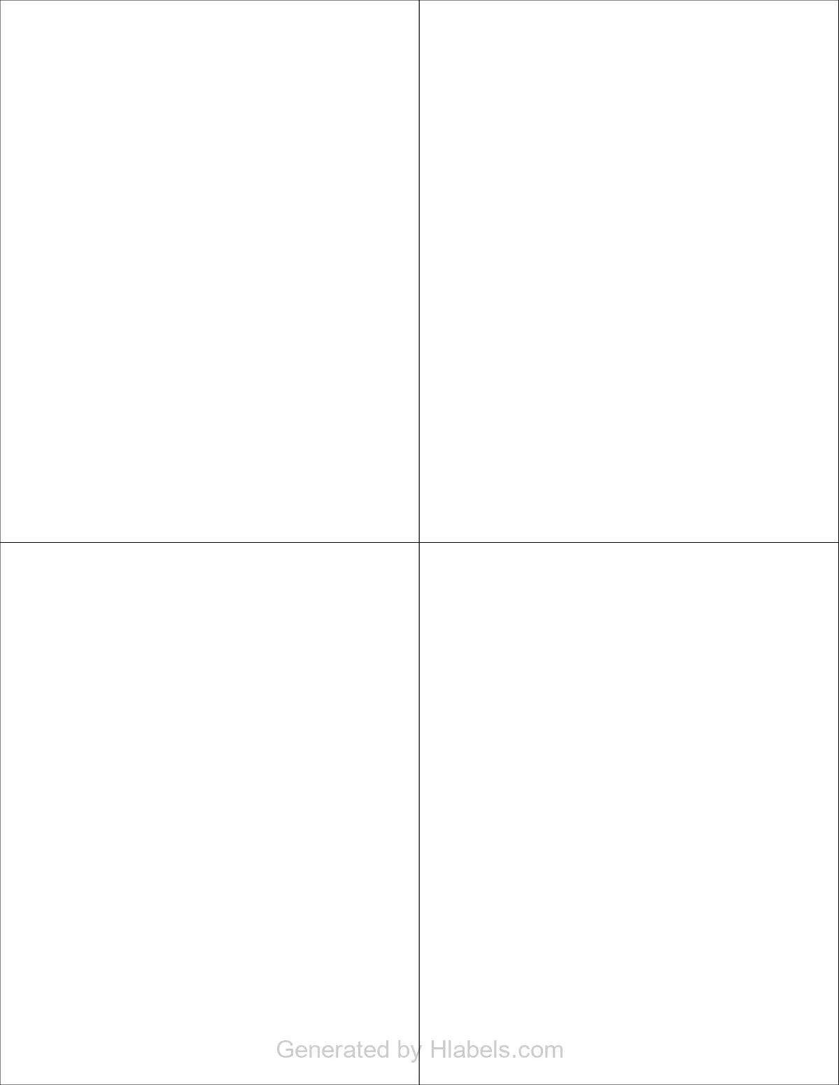 Avery® 8383 template with 4 rectangular 4.25 x 5.5 inch labels per sheet, on Letter-size adhesive blank label sheets.