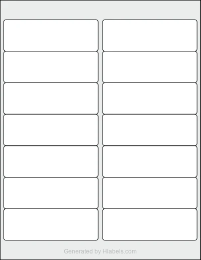 Avery® 8462 template with 14 rectangular 4 x 1.3333 inch labels per sheet, on Letter-size adhesive blank label sheets.
