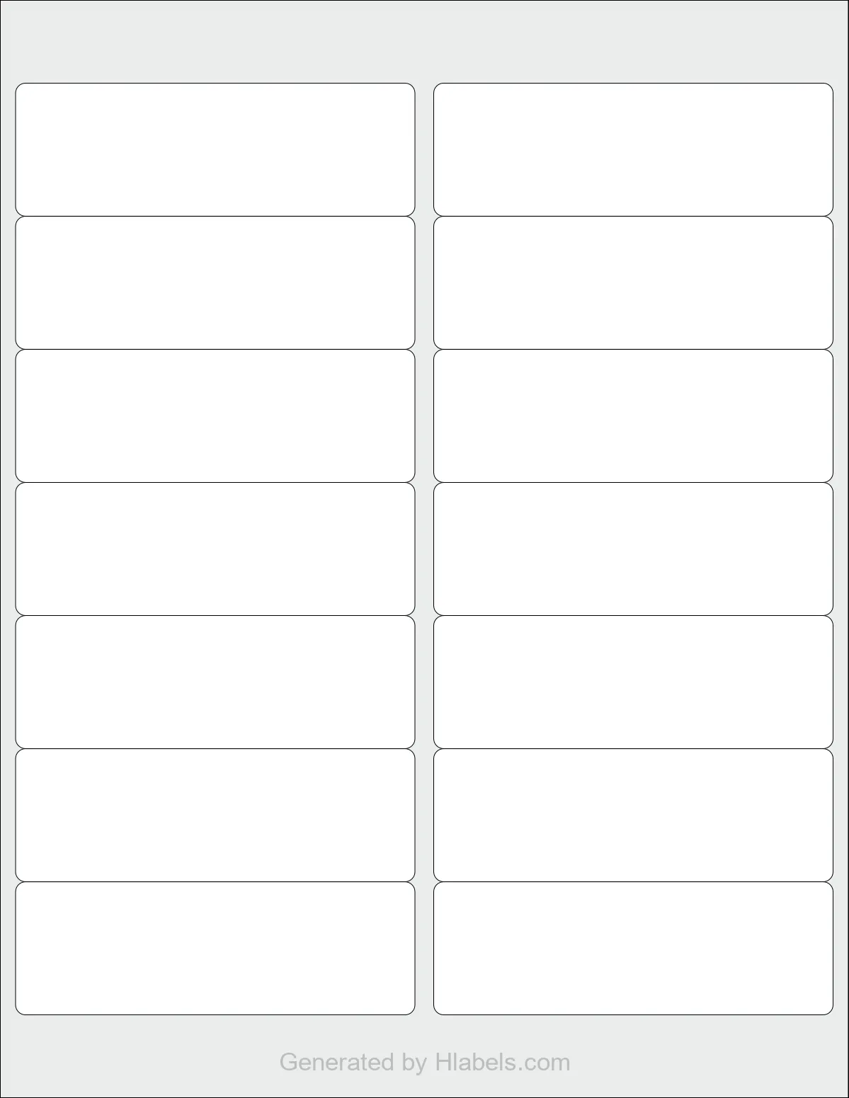 Avery® 8462 template with 14 rectangular 4 x 1.3333 inch labels per sheet, on Letter-size adhesive blank label sheets.