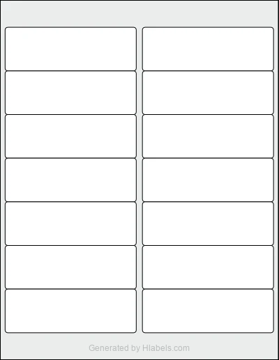 Avery® 92127 template with 14 rectangular 4 x 1.3333 inch labels per sheet, on Letter-size adhesive blank label sheets.