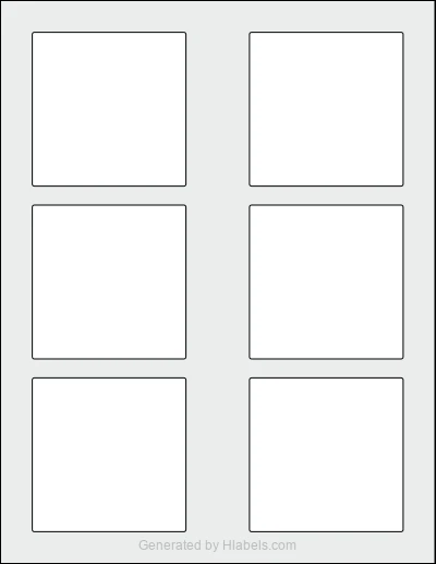 Avery® 95335 Template Avery® 95335 template with 6 square 3 x 3 inch labels per sheet, on Letter-size adhesive blank label sheets.