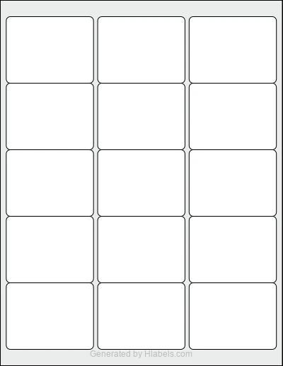 Avery® 96578 template with 15 rectangular 2.625 x 2 inch labels per sheet, on Letter-size adhesive blank label sheets.