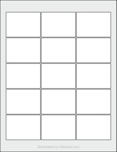 Avery Presta® T00-1W4 template with 15 rectangular 2.5 x 1.8 inch labels per sheet, on Letter-size adhesive blank label sheets.