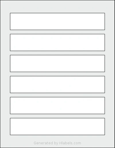 Avery Presta® T00-20F template with 6 rectangular 7 x 1.25 inch labels per sheet, on Letter-size adhesive blank label sheets.