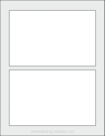 Avery Presta® T00-2BE template with 2 rectangular 7 x 4.5 inch labels per sheet, on Letter-size adhesive blank label sheets.