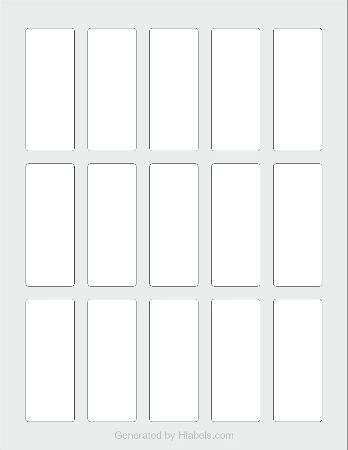Avery Presta® T00-3V0 template with 15 rectangular 1.188 x 3 inch labels per sheet, on Letter-size adhesive blank label sheets.