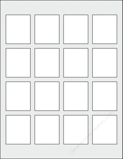 Avery® T00-4HE template with 16 rectangular 1.69 x 2 inch labels per sheet, on Letter-size adhesive blank label sheets.