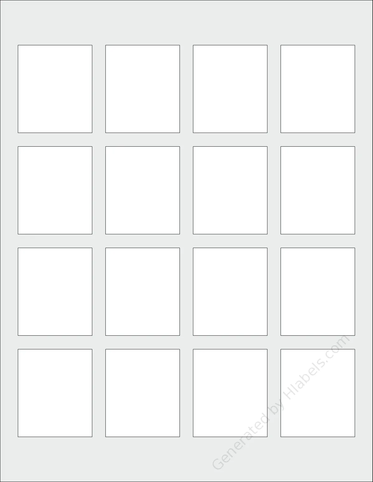 Avery® T00-4HE template with 16 rectangular 1.69 x 2 inch labels per sheet, on Letter-size adhesive blank label sheets.