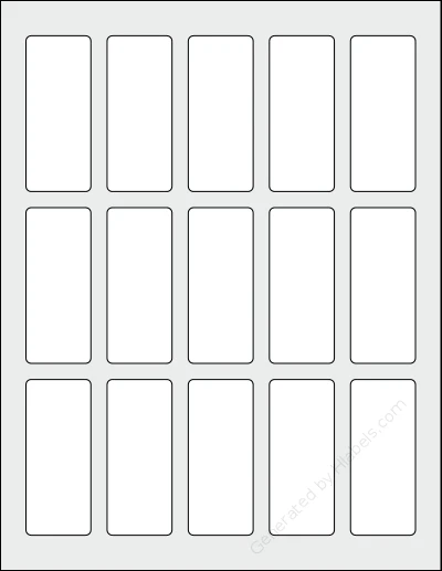 Avery Presta® T00-20S template with 15 rectangular 1.25 x 3 inch labels per sheet, on Letter-size adhesive blank label sheets.