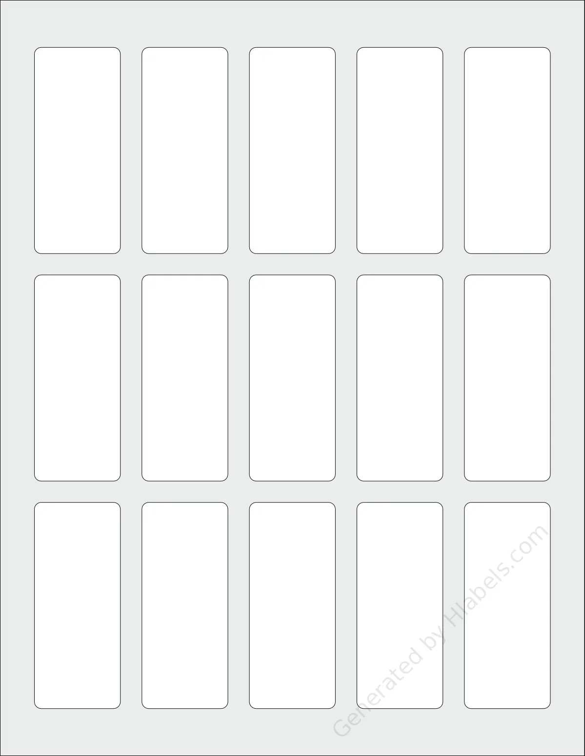 Avery Presta® T00-20S template with 15 rectangular 1.25 x 3 inch labels per sheet, on Letter-size adhesive blank label sheets.
