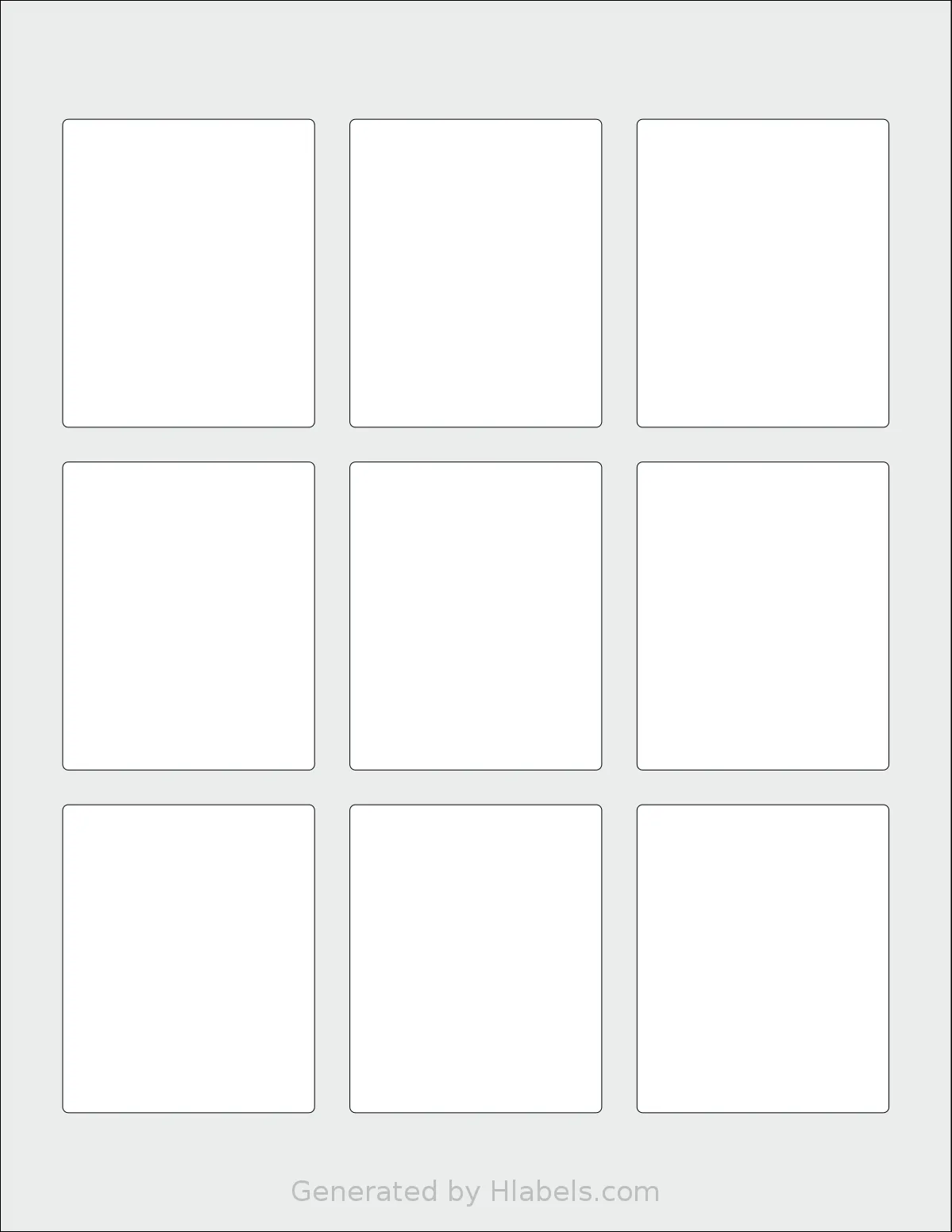 Avery Presta® T00-3AH template with 9 rectangular 2.25 x 2.75 inch labels per sheet, on Letter-size adhesive blank label sheets.