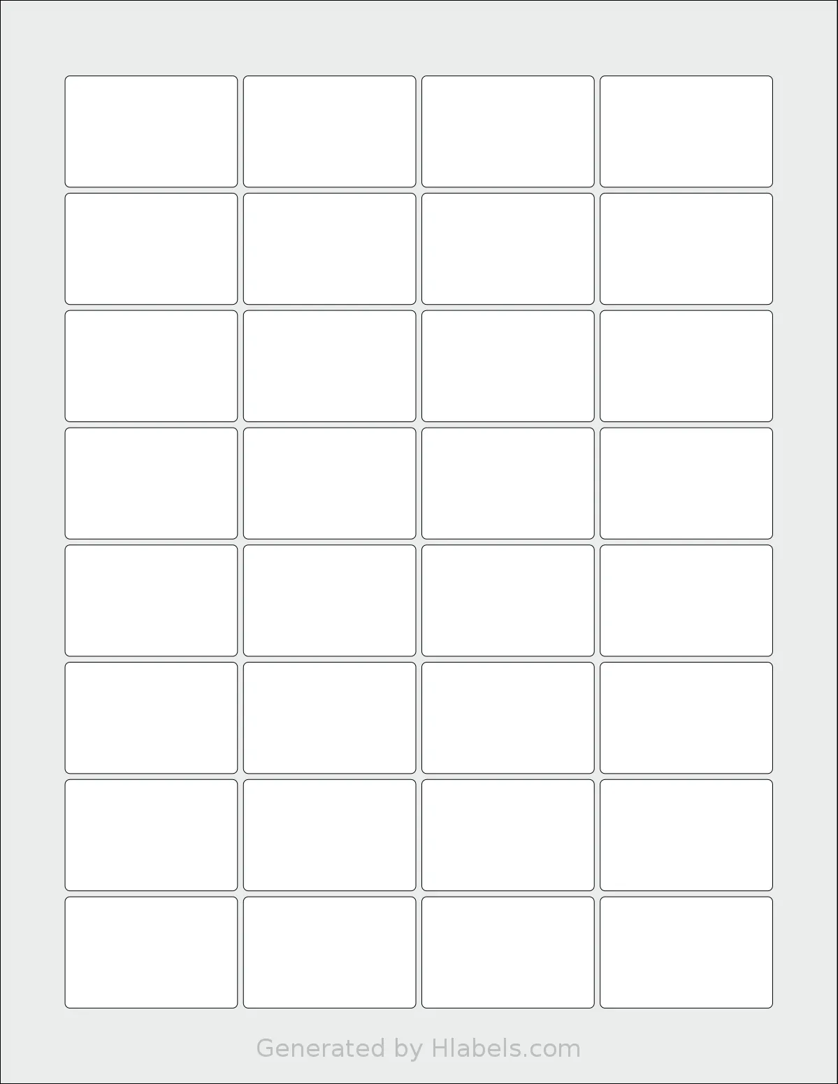 Avery Presta® T00-3Z7 template with 32 rectangular 1.75 x 1.13 inch labels per sheet, on Letter-size adhesive blank label sheets.