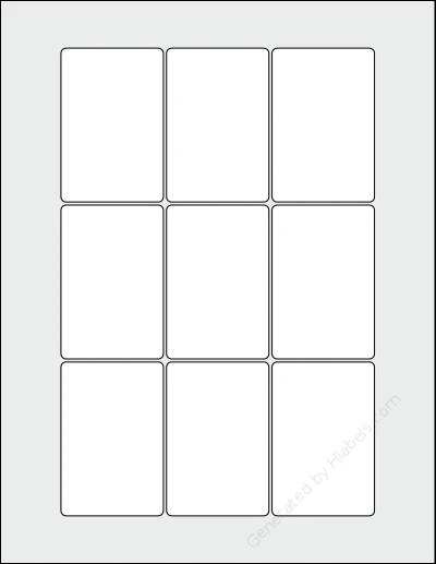Avery Presta® T00-4QZ template with 9 rectangular 2 x 3 inch labels per sheet, on Letter-size adhesive blank label sheets.