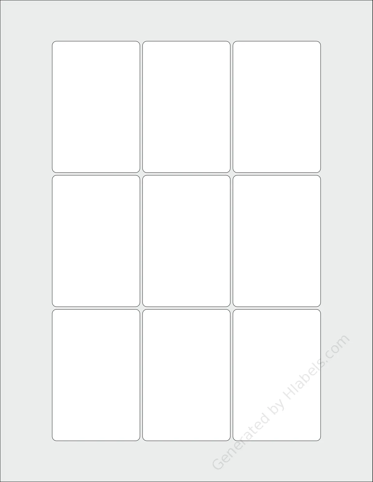 Avery Presta® T00-4QZ template with 9 rectangular 2 x 3 inch labels per sheet, on Letter-size adhesive blank label sheets.