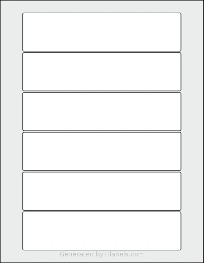 Avery Presta® T00-F7S template with 6 rectangular 6.6 x 1.6 inch labels per sheet, on Letter-size adhesive blank label sheets.