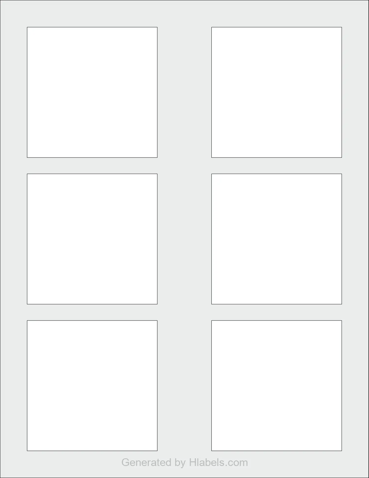 Avery Presta® 36484 template with 6 square 3 x 3 inch labels per sheet, on Letter-size adhesive blank label sheets.