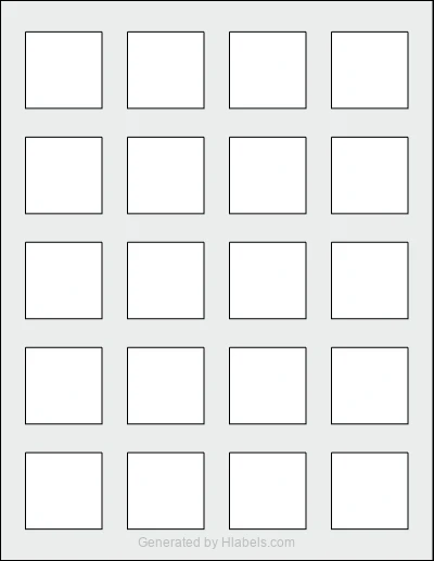 Avery Presta® 94106 Template Avery Presta® 94106 template with 20 square 1.5 x 1.5 inch labels per sheet, on Letter-size adhesive blank label sheets.