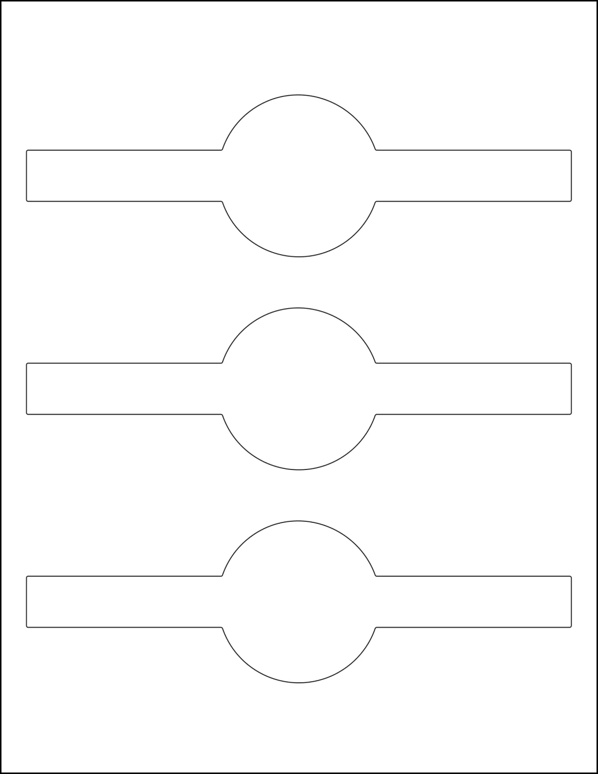 Avery Presta® 94117 template with 3 unique shape labels per sheet, on Letter-size adhesive blank label sheets.