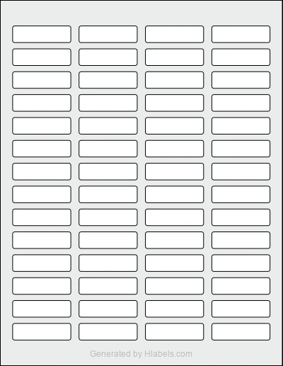 Avery Presta® 94125 template with 56 rectangular 1.75 x 0.5 inch labels per sheet, on Letter-size adhesive blank label sheets.