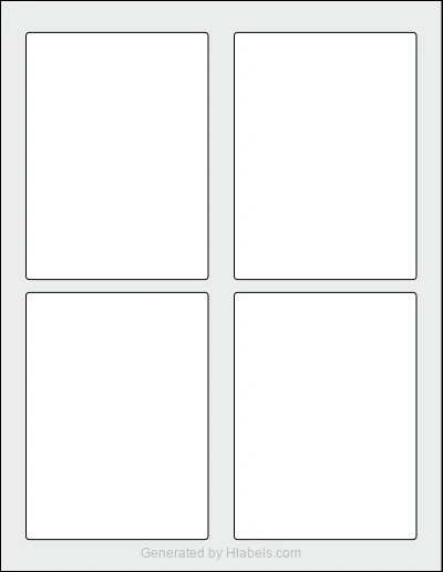 Avery Presta® 94127 template with 4 rectangular 3.5 x 4.75 inch labels per sheet, on Letter-size adhesive blank label sheets.