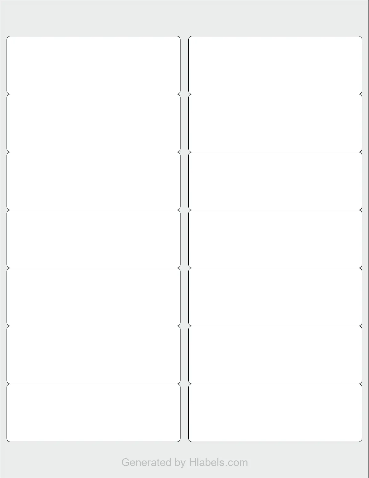 Avery Presta® 94206 template with 14 rectangular 4 x 1.3333 inch labels per sheet, on Letter-size adhesive blank label sheets.