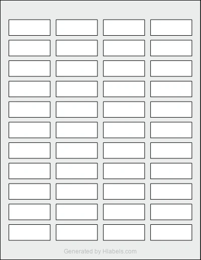 Avery Presta® 94209 template with 44 rectangular 1.75 x 0.666 inch labels per sheet, on Letter-size adhesive blank label sheets.