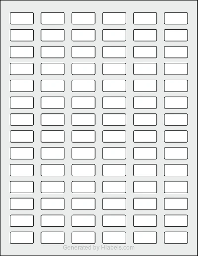 Avery Presta® 94270 template with 84 rectangular 1 x 0.5 inch labels per sheet, on Letter-size adhesive blank label sheets.