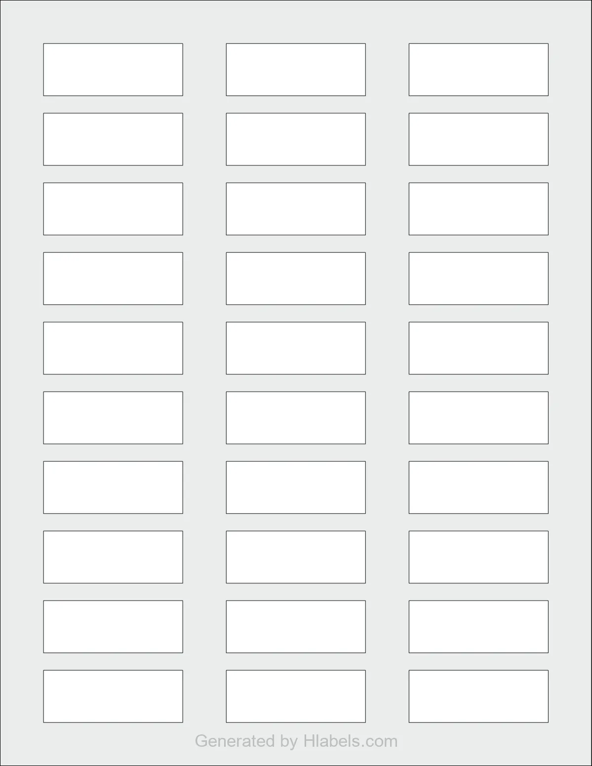 Avery Presta® 94273 template with 30 rectangular 2 x 0.75 inch labels per sheet, on Letter-size adhesive blank label sheets.