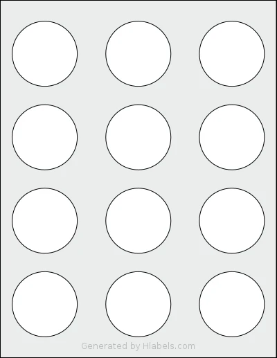 Avery Presta® 95268 Template Avery Presta® 95268 template with 12 circle labels per sheet, each 2 inch in diameter, on Letter-size adhesive blank label sheets.
