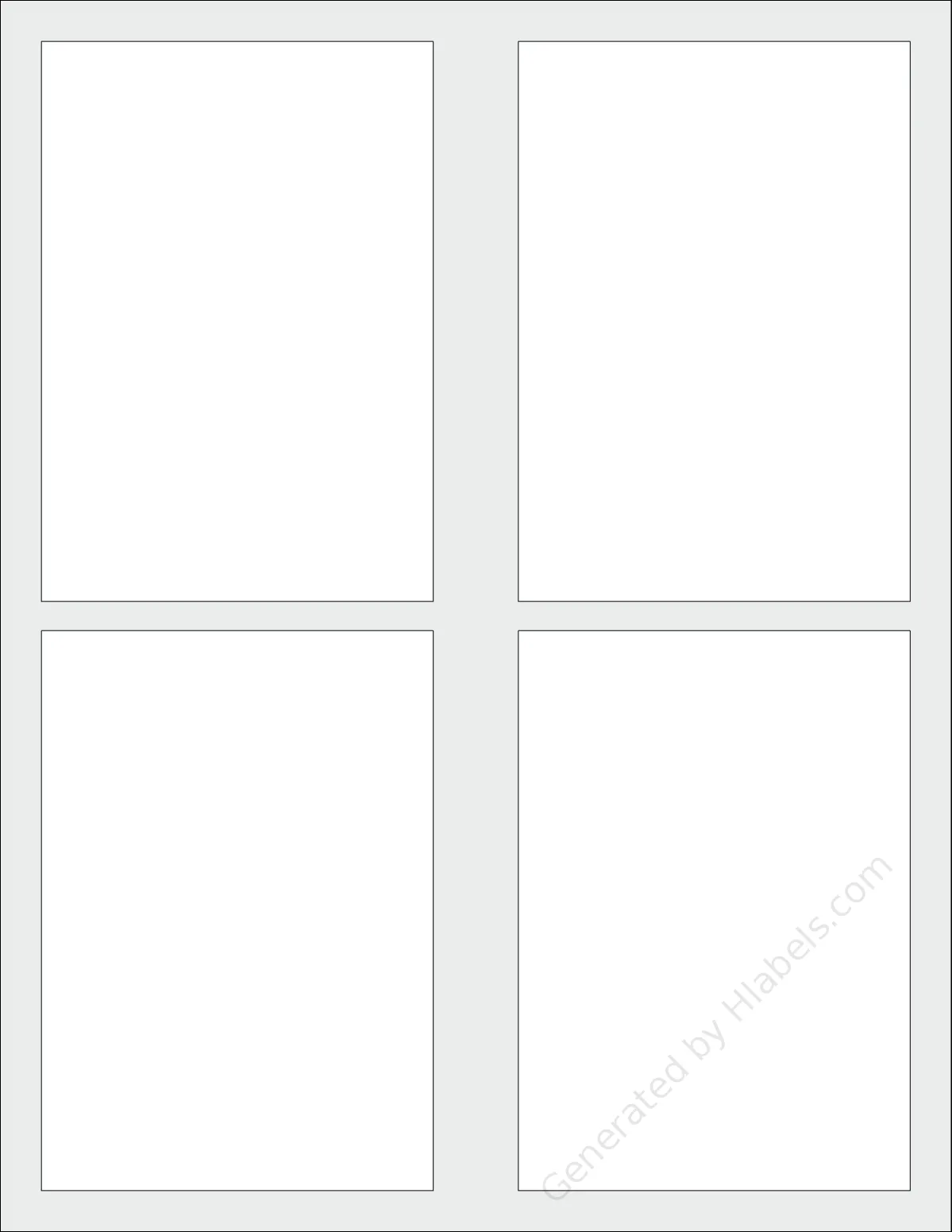 Avery Presta® 95273 template with 4 rectangular 3.5 x 5 inch labels per sheet, on Letter-size adhesive blank label sheets.