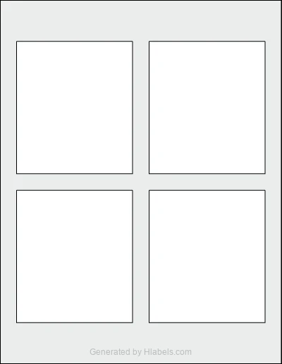 Avery Presta® 95324 template with 4 rectangular 3.5 x 4 inch labels per sheet, on Letter-size adhesive blank label sheets.